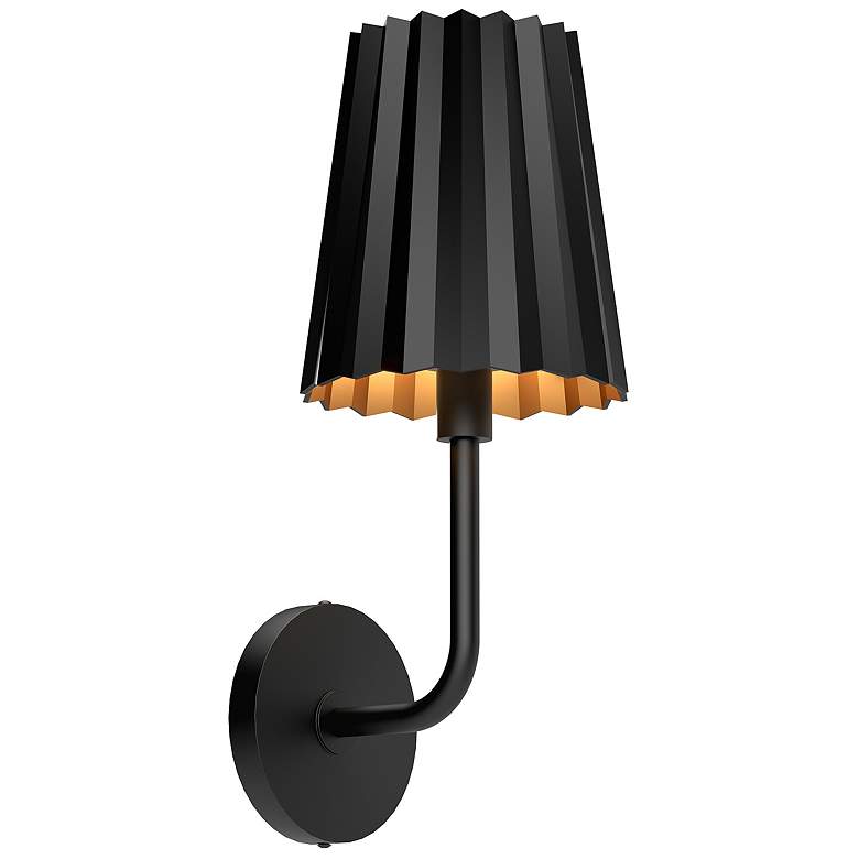 Image 1 Alora Mood Plisse E26 7-in Matte Black Wall Vanity