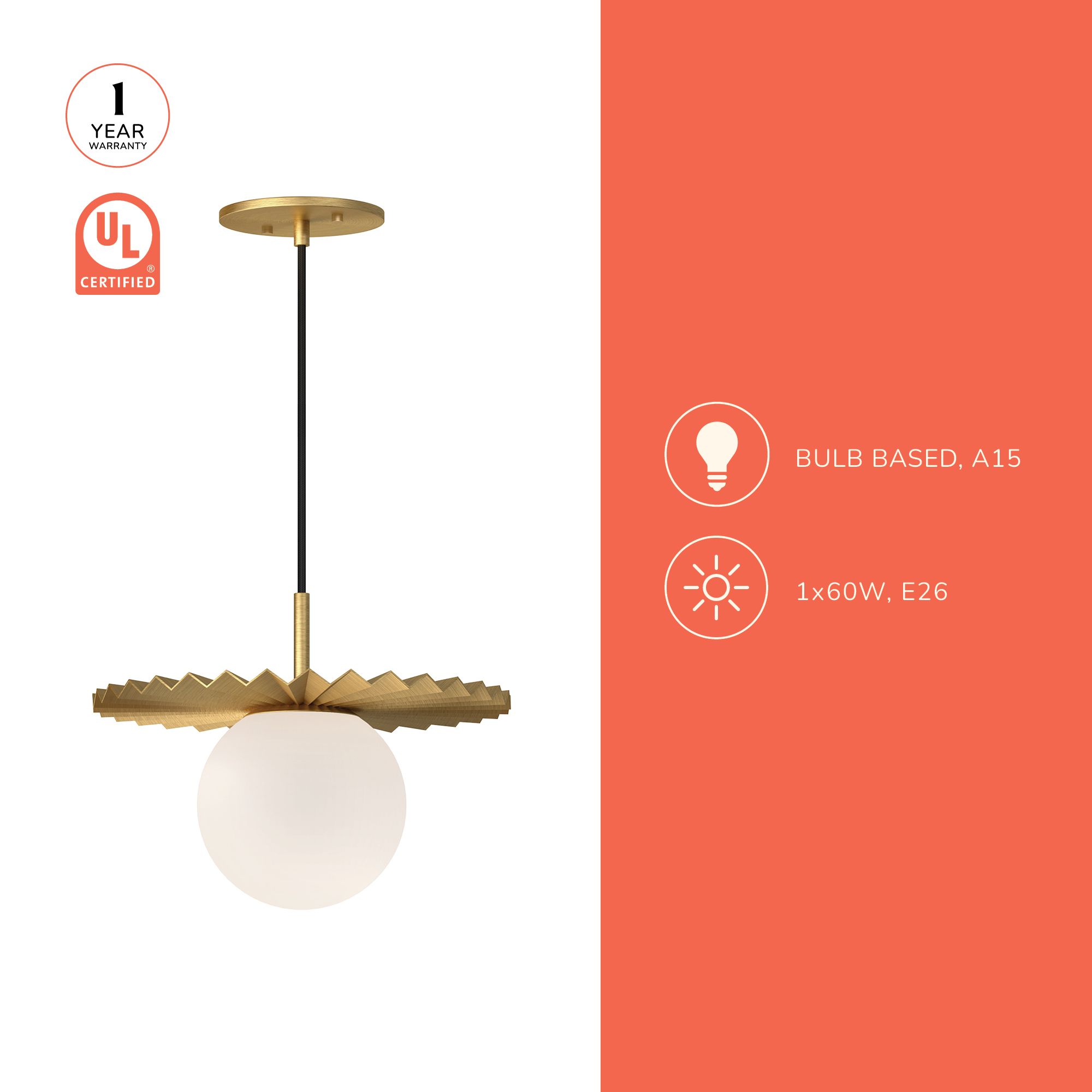 Alora Mood Plume E26 12-in Brushed Gold/Opal Matte Glass Pendant