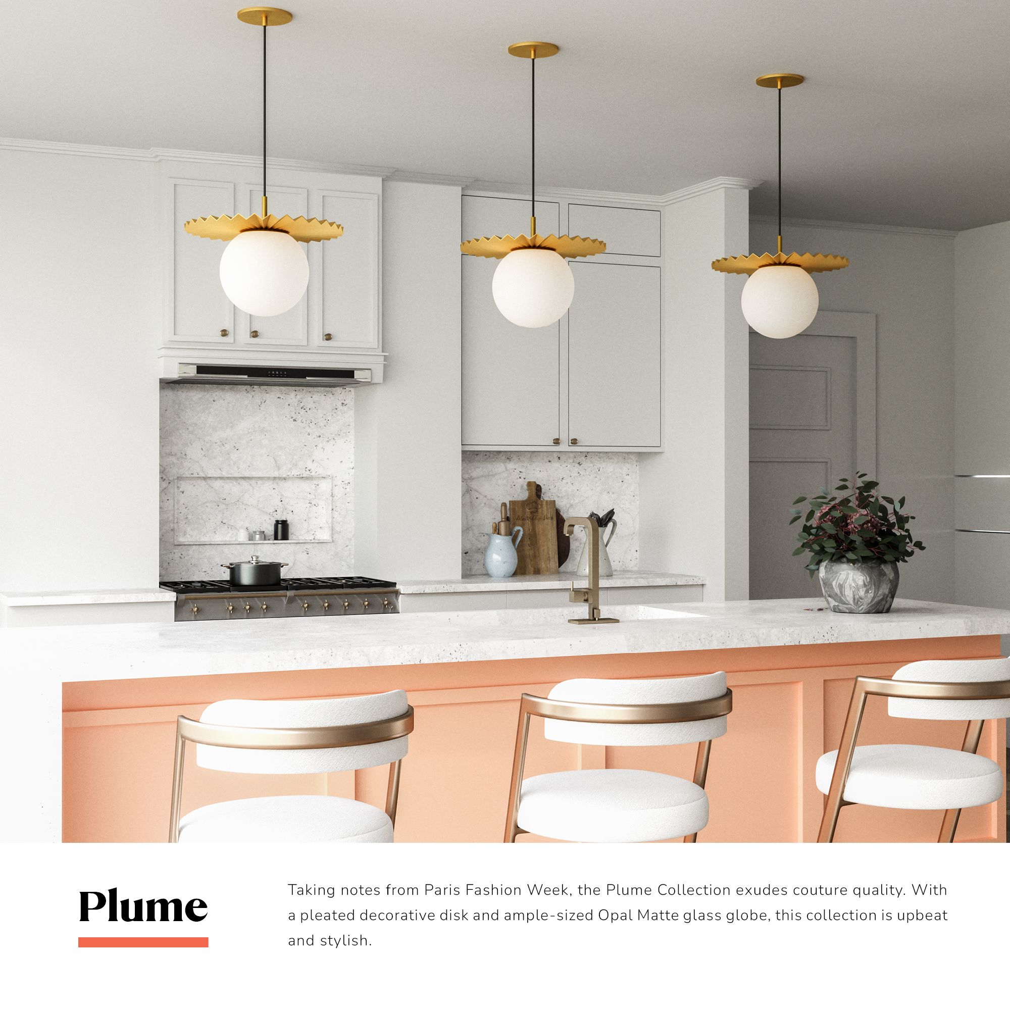 Image 4 Alora Mood Plume E26 14-in Brushed Gold/Opal Matte Glass Pendant more views