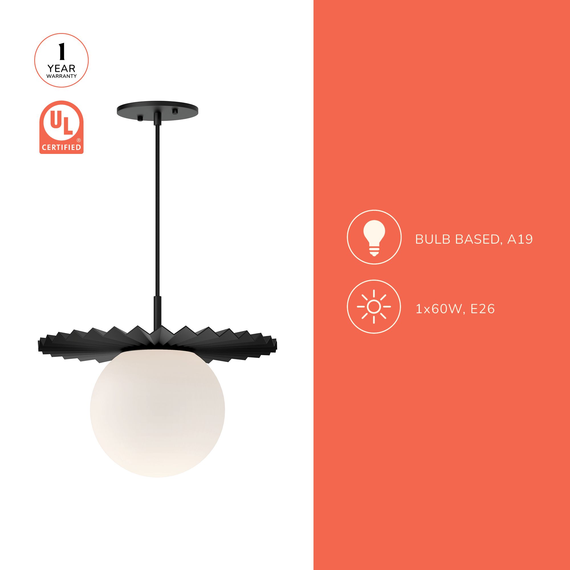 Image 6 Alora Mood Plume E26 14-in Matte Black/Opal Matte Glass Pendant more views