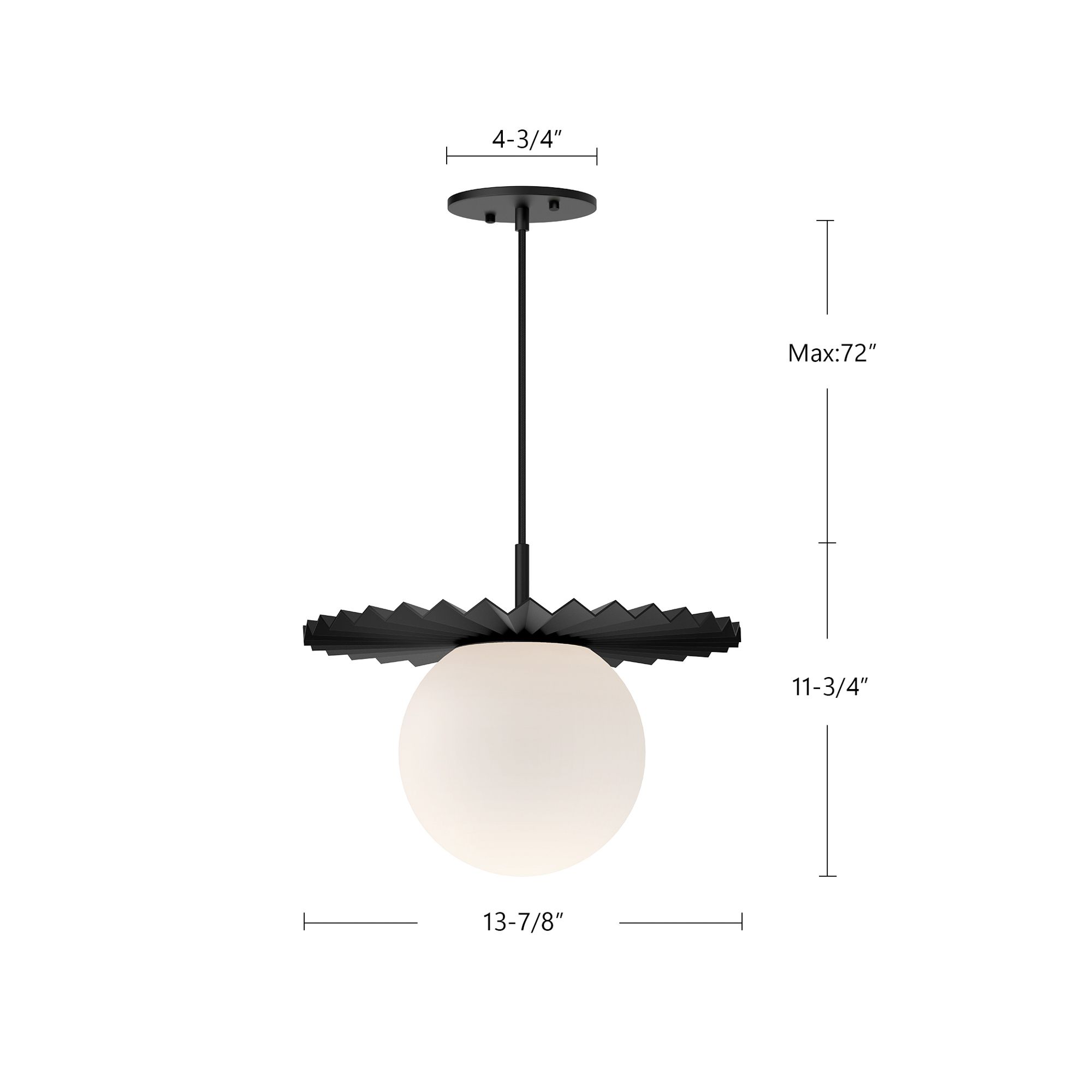 Alora Mood Plume E26 14-in Matte Black/Opal Matte Glass Pendant