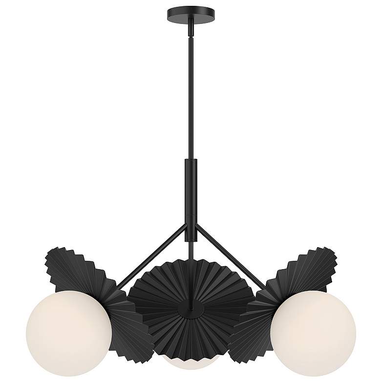 Image 1 Alora Mood Plume E26 34-in Matte Black/Opal Glass Chandelier