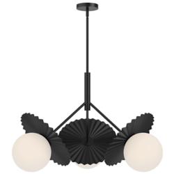 Alora Mood Plume E26 34-in Matte Black/Opal Glass Chandelier