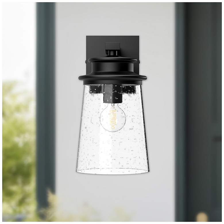 Image 1 Alora Mood Quincy E26 6-in Glass/Textured Black Exterior Wall Sconce