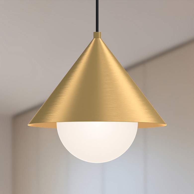 Image 1 Alora Mood Remy E26 14-in Brushed Gold/Opal Glass Pendant
