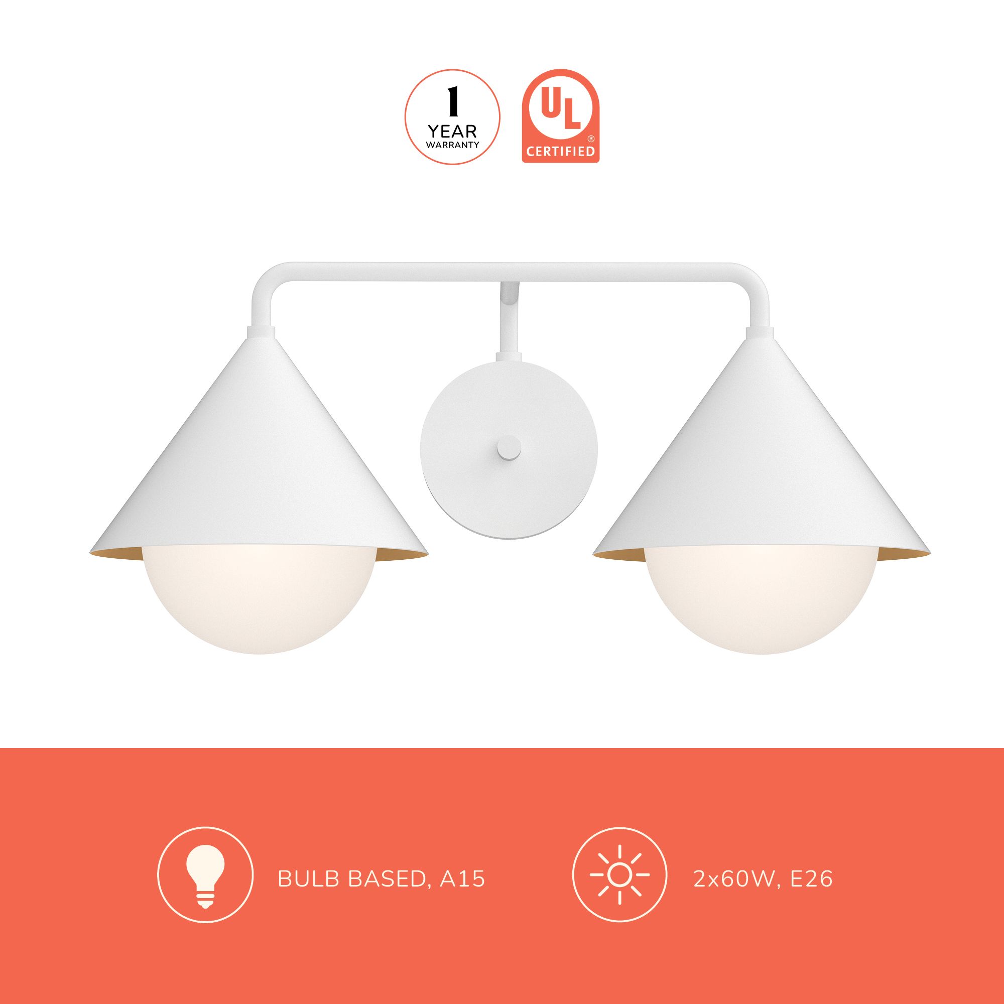 Image 4 Alora Mood Remy E26 21-in Brushed Gold/Opal Glass Vanity Light more views