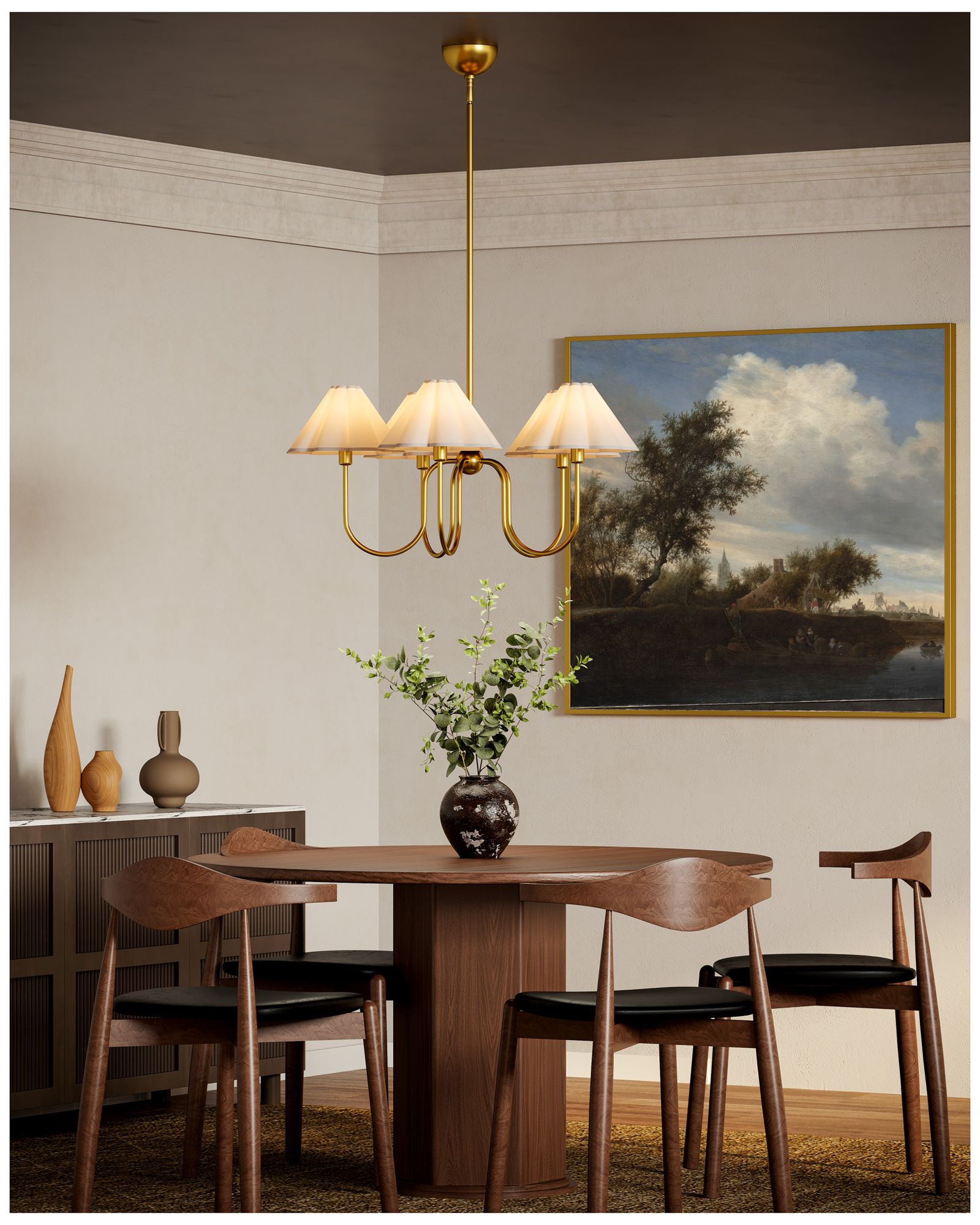 Image 3 Alora Mood Rosemary E12 31-in Brushed Gold/Folded White Socket Chandelier more views