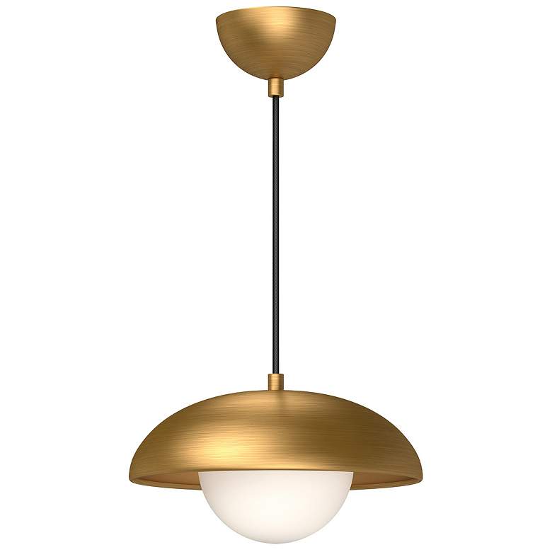 Image 1 Alora Mood Rubio E26 11-in Aged Gold/Opal Matte Glass Pendant