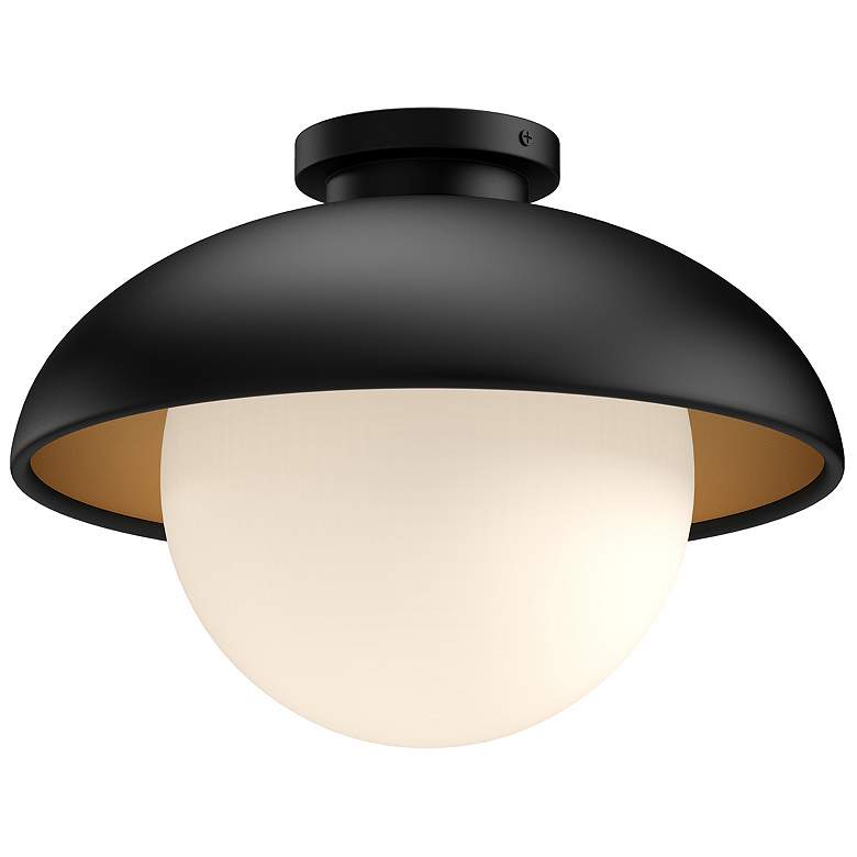 Image 1 Alora Mood Rubio E26 11-in Matte Black/Opal Matte Glass Flush Mount
