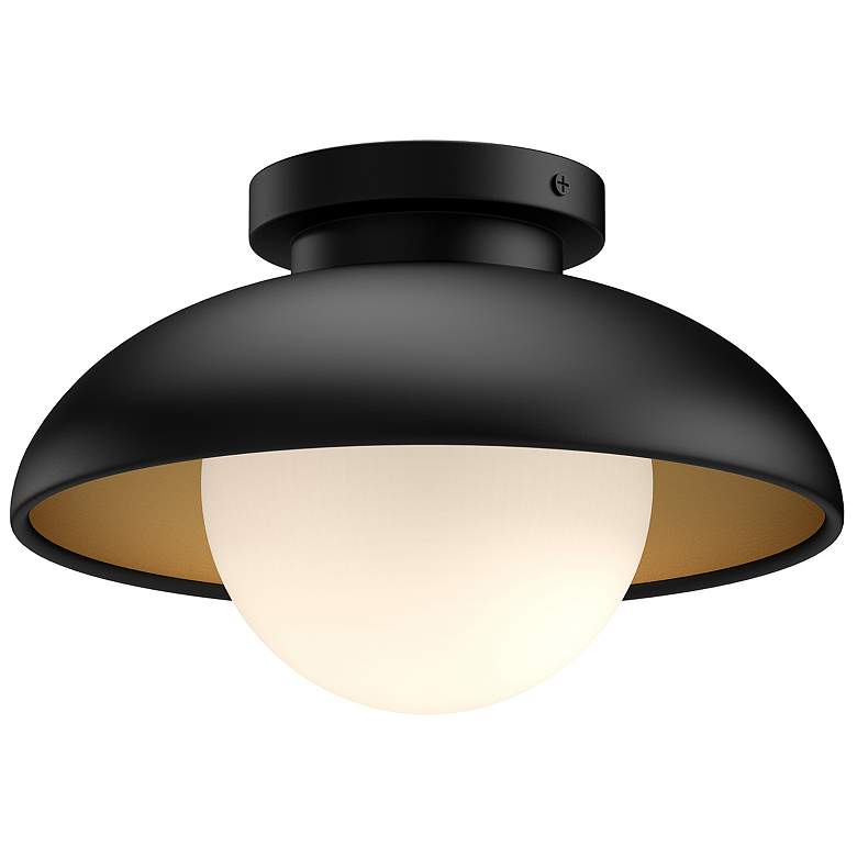 Image 1 Alora Mood Rubio E26 16-in Matte Black/Opal Matte Glass Flush Mount