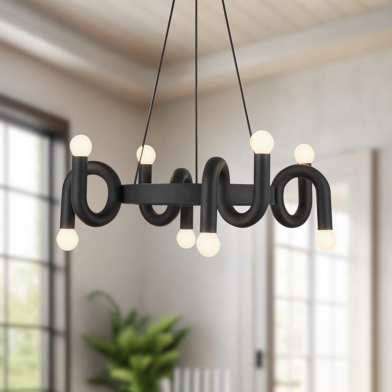 Image 1 Alora Mood Sadie E12 23-in Matte Black Socket Chandelier