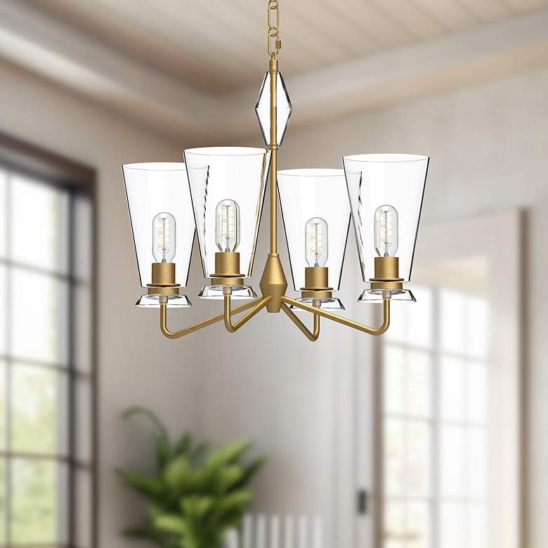 Image 1 Alora Mood Salem E26 23-in Brushed Gold/Clear Glass 4 Lights Chandeliers