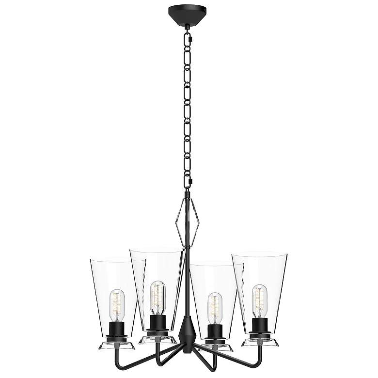 Image 1 Alora Mood Salem E26 23-in Clear Glass/Matte Black 4 Lights Chandeliers