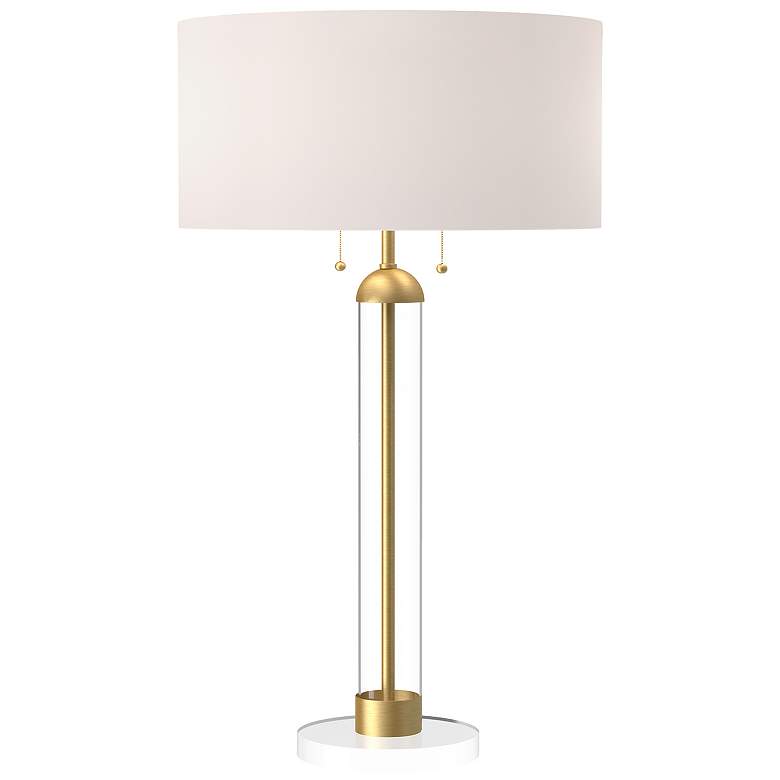 Image 1 Alora Mood Sasha E26 18-in Brushed Gold/White Linen Table Lamp