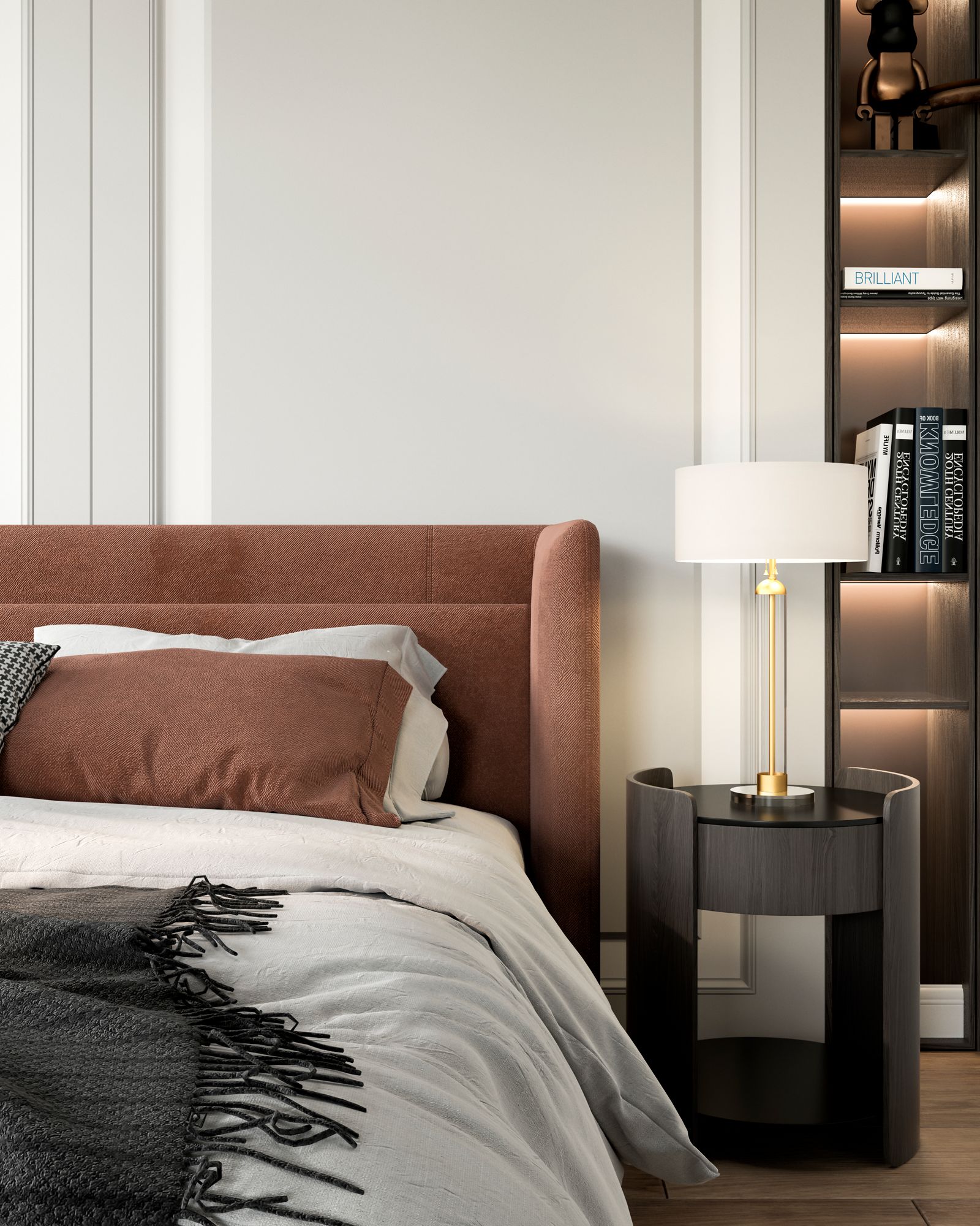 Thumbnail3 of Alora Mood Sasha E26 18-in Brushed Gold/White Linen Table Lamp more views