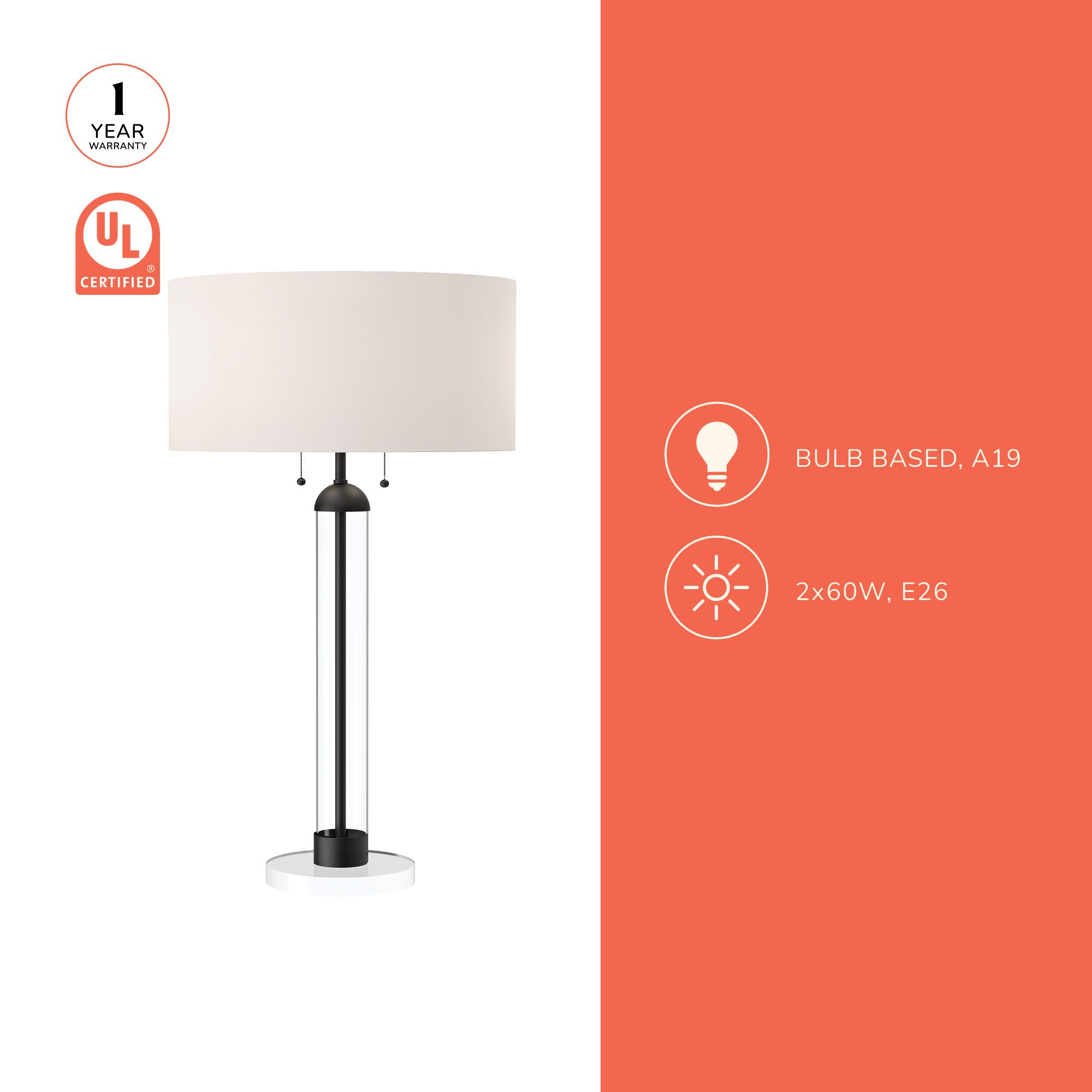 Alora Mood Sasha E26 18-in Brushed Gold/White Linen Table Lamp