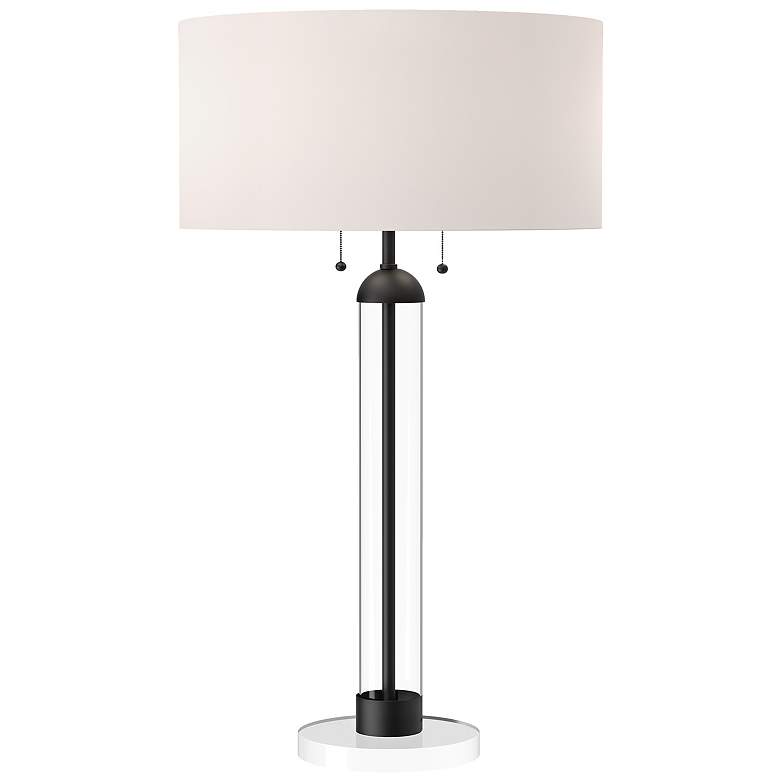 Image 1 Alora Mood Sasha E26 18-in Matte Black/White Linen Table Lamp