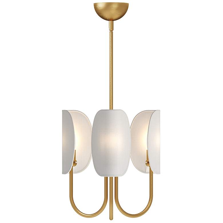 Image 1 Alora Mood Seno E12 15-in Aged Gold/White Cotton Fabric Chandelier