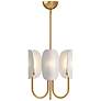 Alora Mood Seno E12 15-in Aged Gold/White Cotton Fabric Chandelier