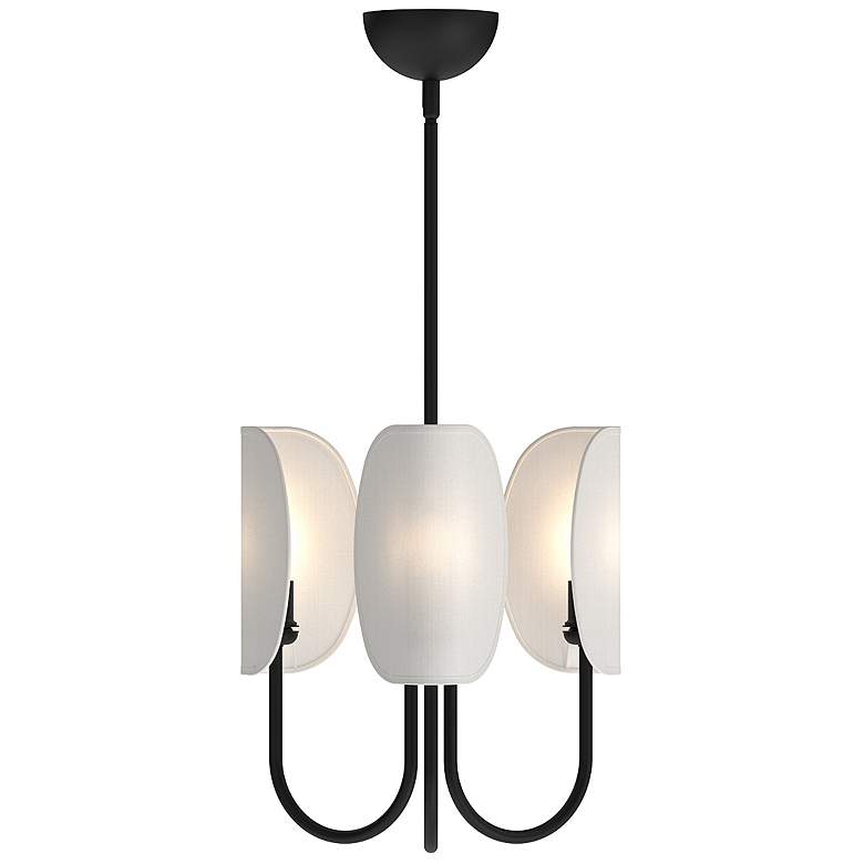 Image 1 Alora Mood Seno E12 15-in Matte Black/White Cotton Fabric Chandelier