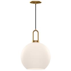 Alora Mood Soji E26 10-in Aged Gold/Opal Matte Glass Pendant