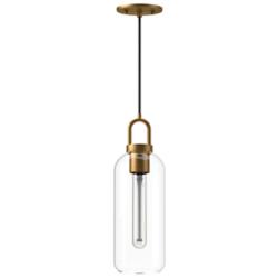 Alora Mood Soji E26 5-in Aged Gold/Clear Glass Pendant