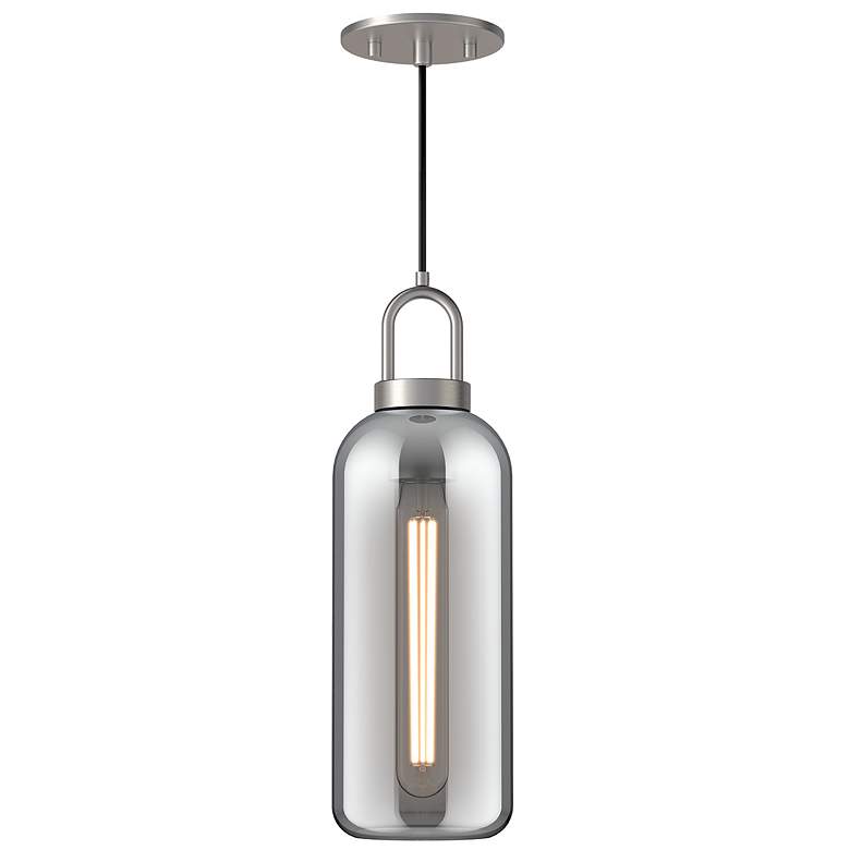 Image 1 Alora Mood Soji E26 5-in Brushed Nickel/Smoked Solid Glass Pendant