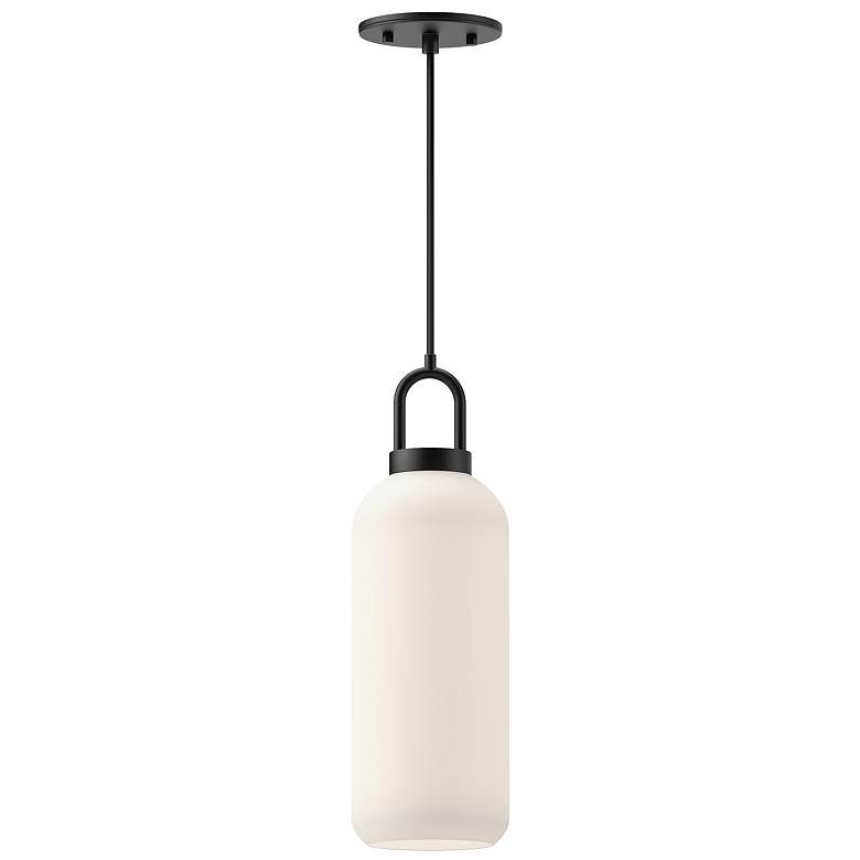 Image 1 Alora Mood Soji E26 5-in Matte Black/Opal Matte Glass Pendant