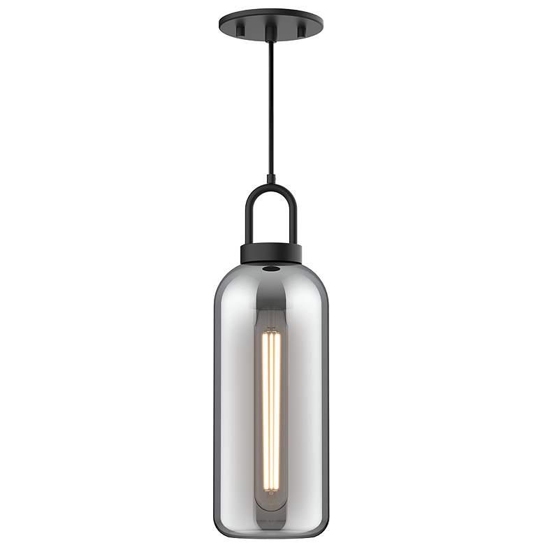 Image 1 Alora Mood Soji E26 5-in Matte Black/Smoked Solid Glass Pendant