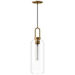 Alora Mood Soji E26 6-in Aged Gold/Clear Glass Pendant