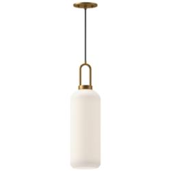 Alora Mood Soji E26 6-in Aged Gold/Opal Matte Glass Pendant