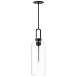 Alora Mood Soji E26 6-in Clear Glass/Matte Black Pendant