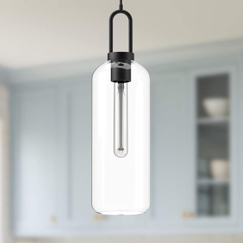 Image 1 Alora Mood Soji E26 6-in Clear Glass/Matte Black Pendant