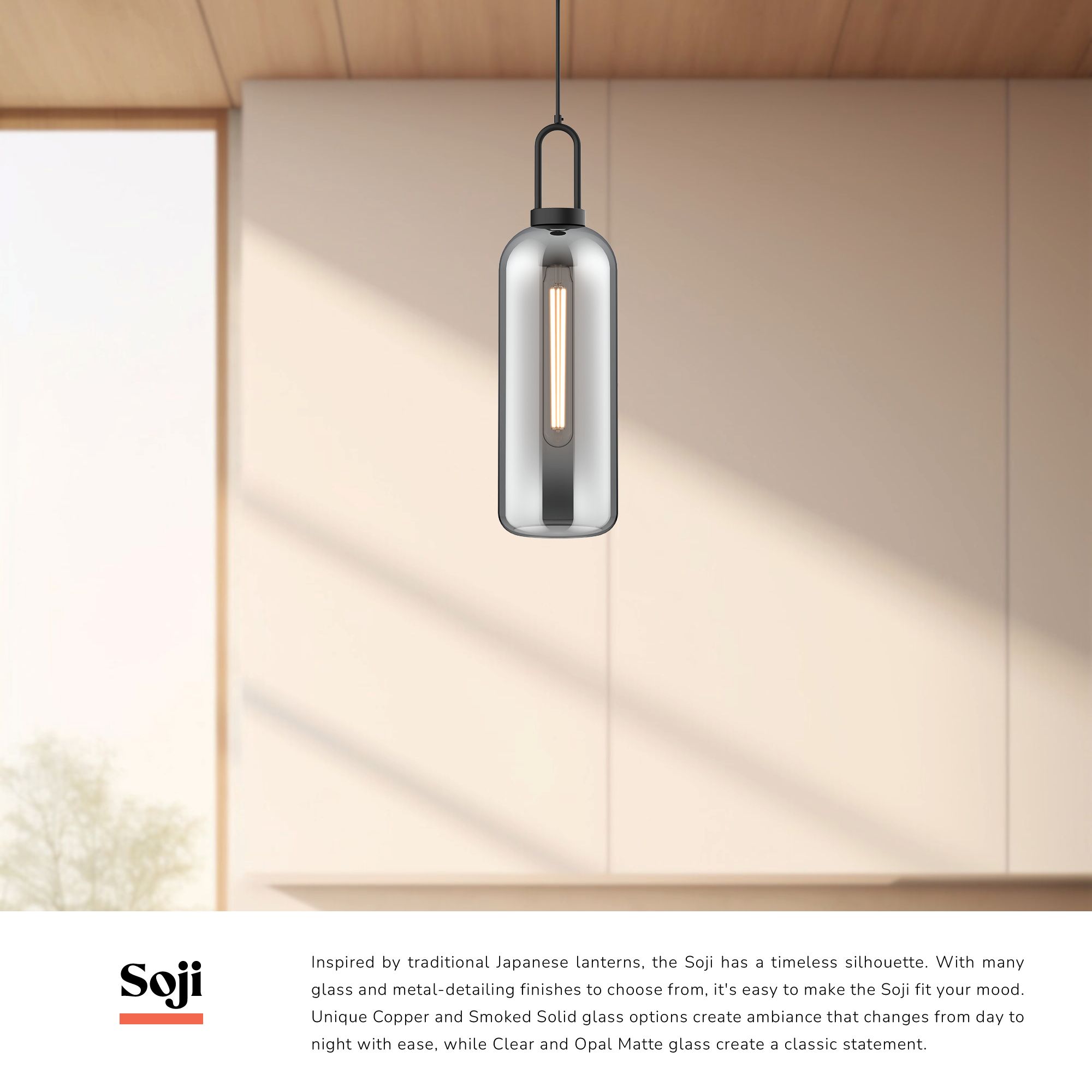 Image 3 Alora Mood Soji E26 6-in Clear Glass/Matte Black Pendant more views