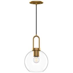 Alora Mood Soji E26 8-in Aged Gold/Clear Glass Pendant
