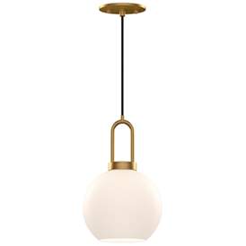 Image1 of Alora Mood Soji E26 8-in Aged Gold/Opal Matte Glass Pendant
