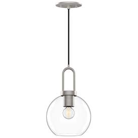 Image1 of Alora Mood Soji E26 8-in Brushed Nickel/Clear Glass Pendant