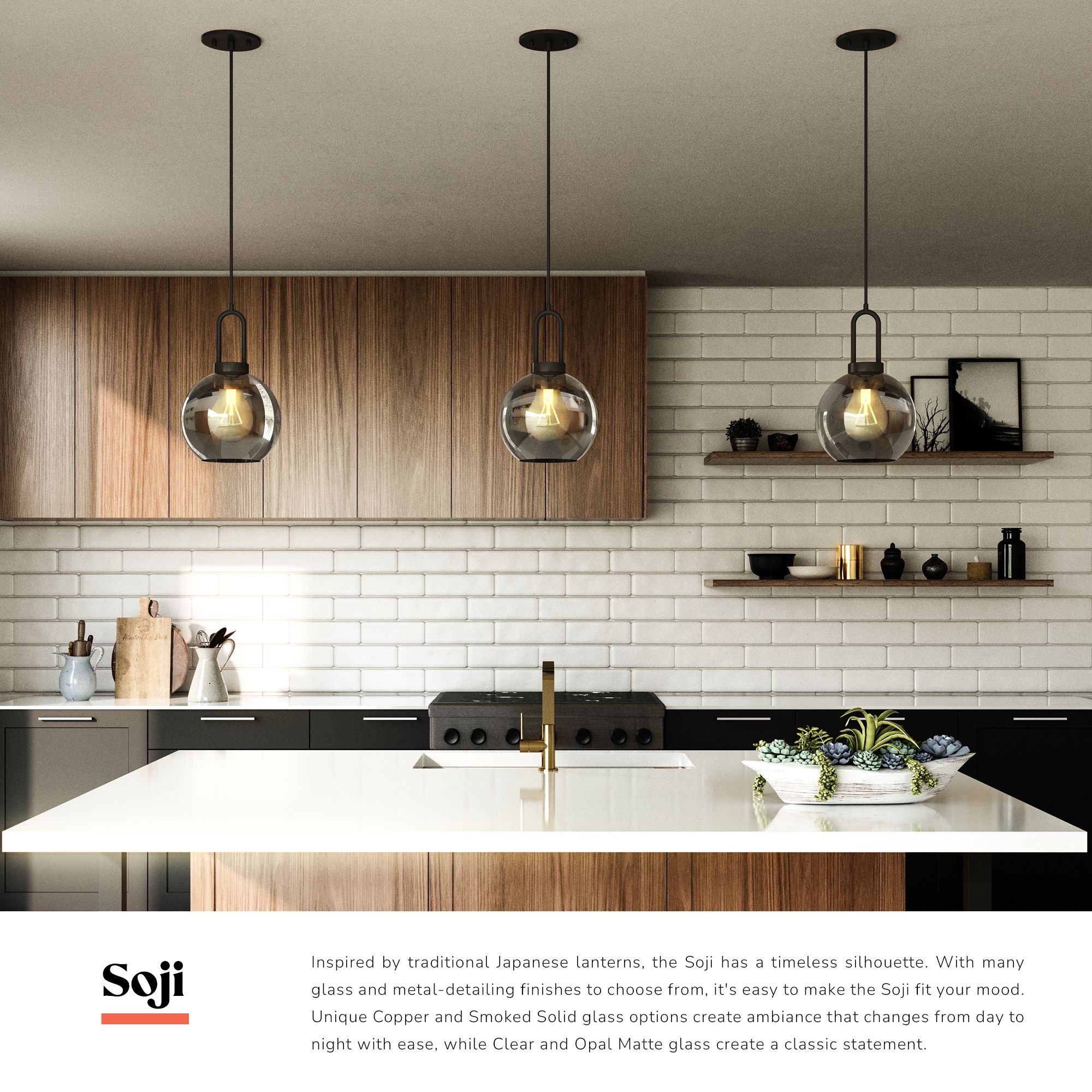 Image 3 Alora Mood Soji E26 8-in Brushed Nickel/Clear Glass Pendant more views