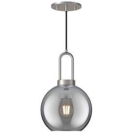 Image1 of Alora Mood Soji E26 8-in Brushed Nickel/Smoked Solid Glass Pendant