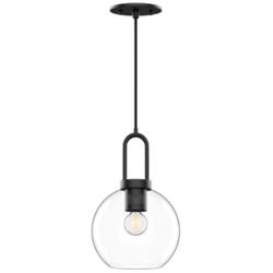 Alora Mood Soji E26 8-in Clear Glass/Matte Black Pendant