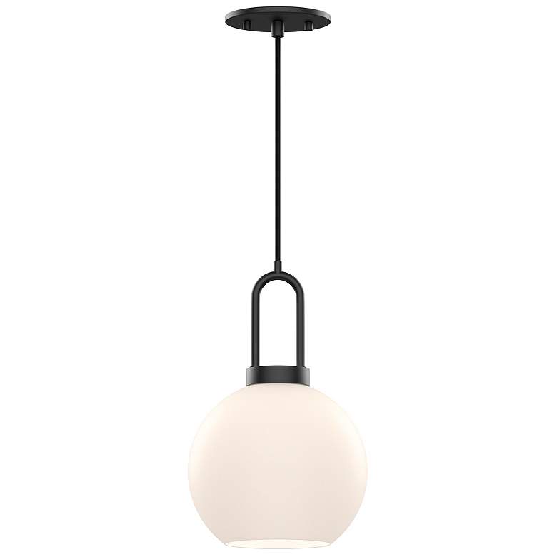 Image 1 Alora Mood Soji E26 8-in Matte Black/Opal Matte Glass Pendant