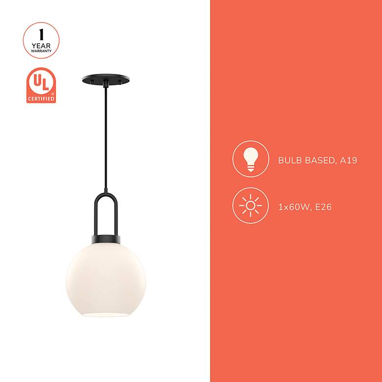 Image 4 Alora Mood Soji E26 8-in Matte Black/Opal Matte Glass Pendant more views