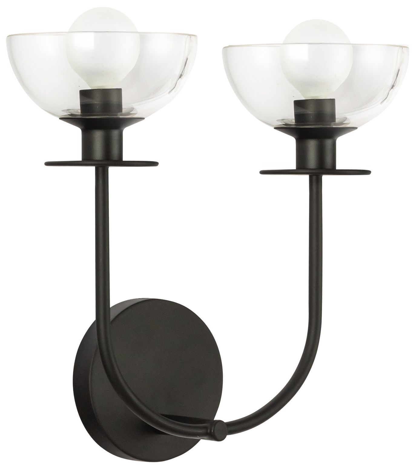 Image 4 Alora Mood Sylvia E12 12-in Matte Black/Clear Glass Wall Vanity more views