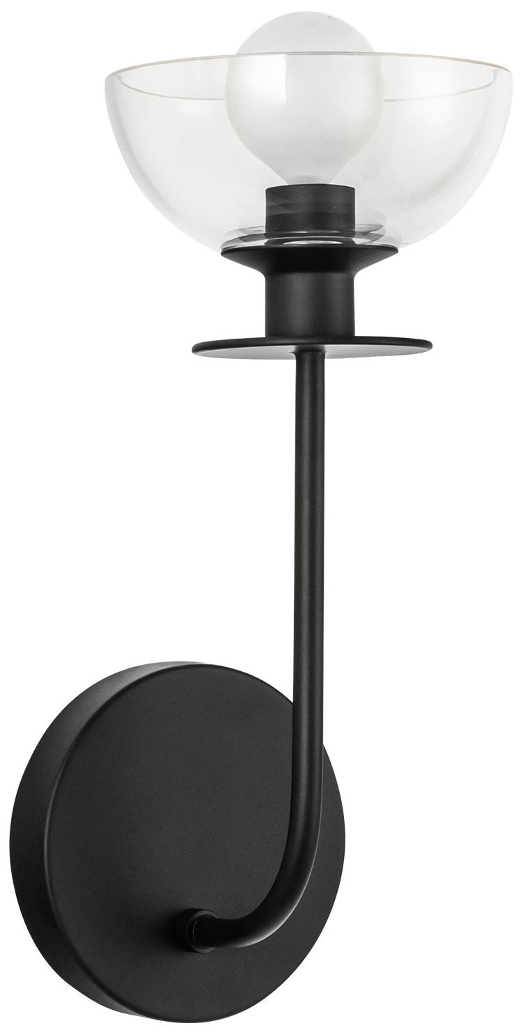 Image 4 Alora Mood Sylvia E12 5-in Matte Black/Clear Glass Wall Vanity more views