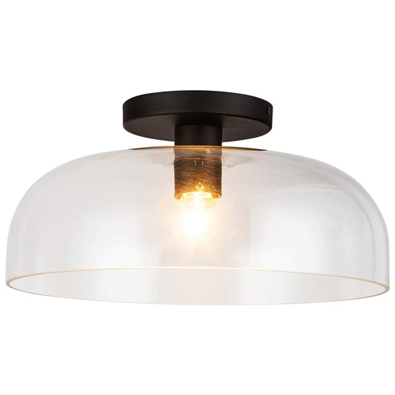Image 1 Alora Mood Sylvia E26 12-in Matte Black/Clear Glass Semi-Flush Mount
