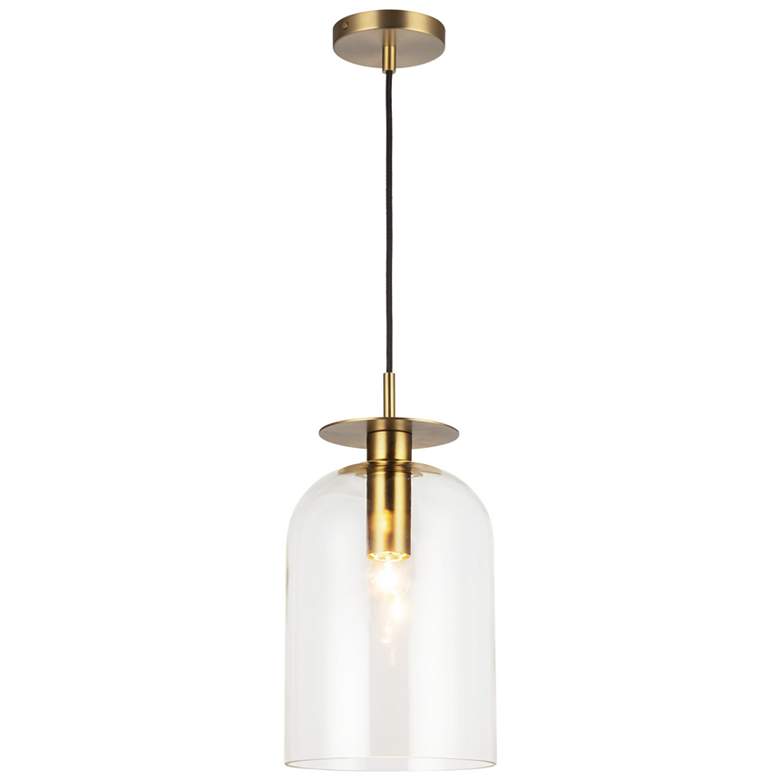 Image 1 Alora Mood Sylvia E26 8-in Brushed Gold/Clear Glass Pendant