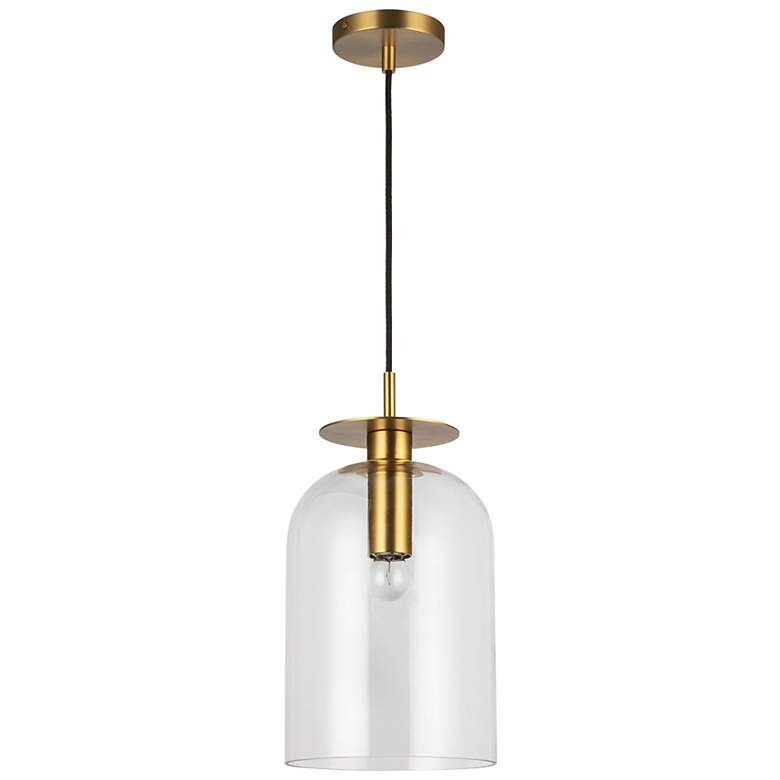 Image 2 Alora Mood Sylvia E26 8-in Brushed Gold/Clear Glass Pendant more views