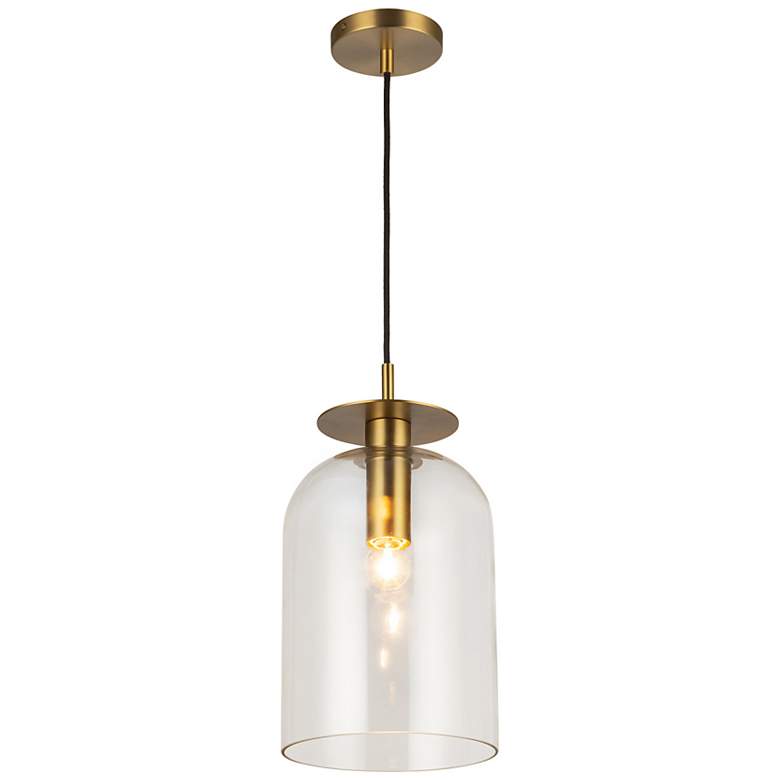 Image 3 Alora Mood Sylvia E26 8-in Brushed Gold/Clear Glass Pendant more views