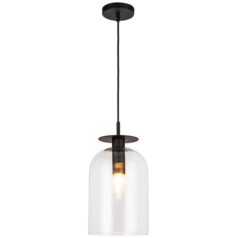 Image 1 Alora Mood Sylvia E26 8-in Matte Black/Clear Glass Pendant