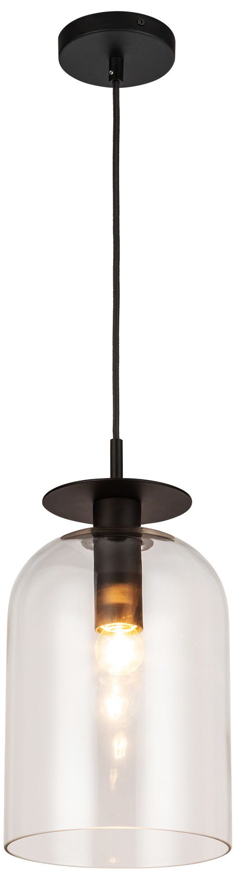 Thumbnail3 of Alora Mood Sylvia E26 8-in Matte Black/Clear Glass Pendant more views